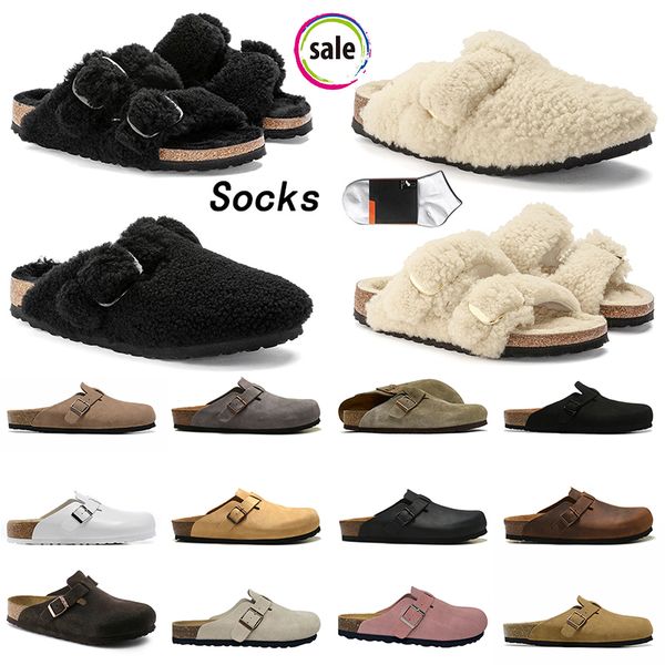 Designer Clogs Slippers Women Men Cork Leather Roud Toe Buckle Beach Sliders Flat Clog BirkStocks Birkinstocksandals Winter Fur Slides Casua