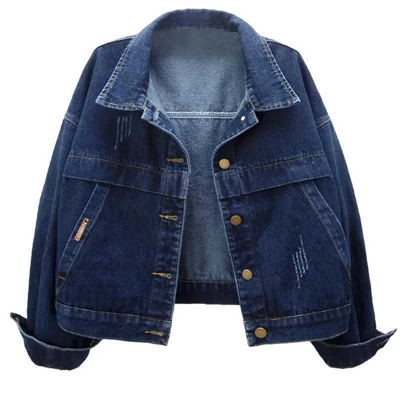 2024 New Vintage Women Jacket Autumn Denim Jackets Long Sleeve Blue Jeans Coat Turn-down Collar Outwear Bomber JacketX240920