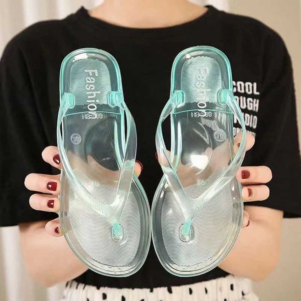 Slippers Beach Flip Flops Women Thong Sandals Summer Jelly Shoes Girls Transparent Slides Solid Fashion PVC Flat Non-Slip Slippers Z241018