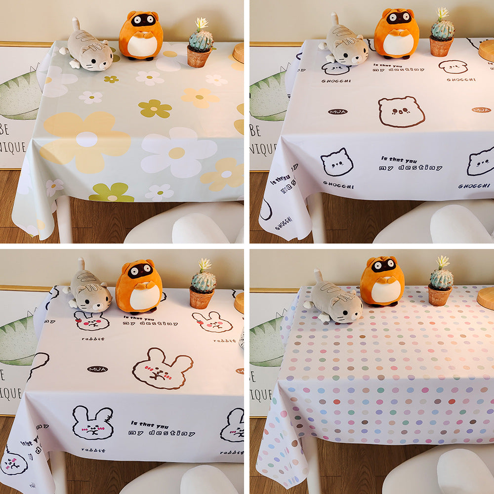 Cartoon waterproof and oil-proof small fresh PVC coffee table mat student desk decoration picnic tablecloth