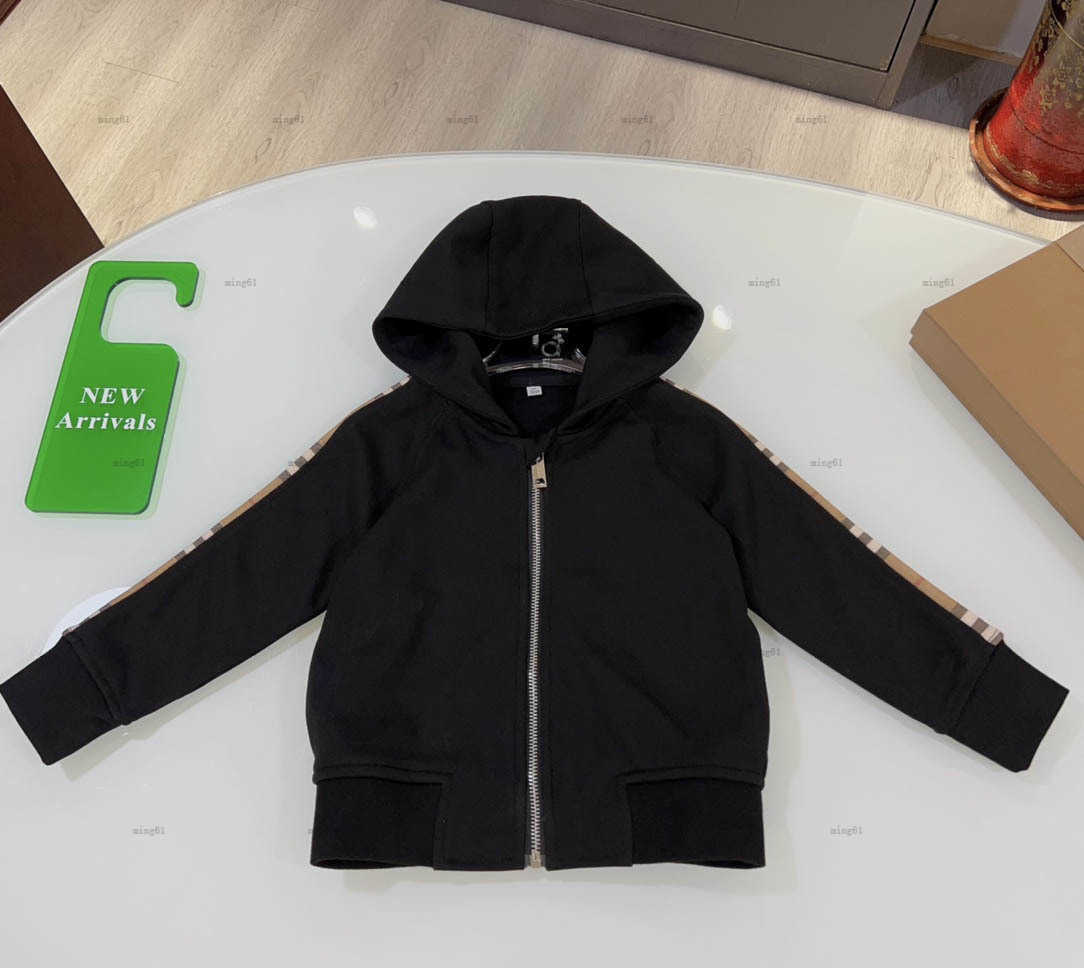 Brand baby coat Checker splicing design boys jackets kids designer clothes Size 100-160 CM Long sleeved hooded girls Outerwear