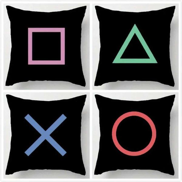 4pcs Linen Pillowcase Home Decor Game Console Button Black Art Design Pillowcase Novelty Decorative Cushion Cover Cool GiftXJ250102