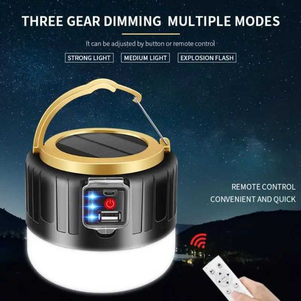 Solar Camping Lantern High power solar LED camping light USB rechargeable bulb used for outdoor tent lights portable lanterns emergency ligh
