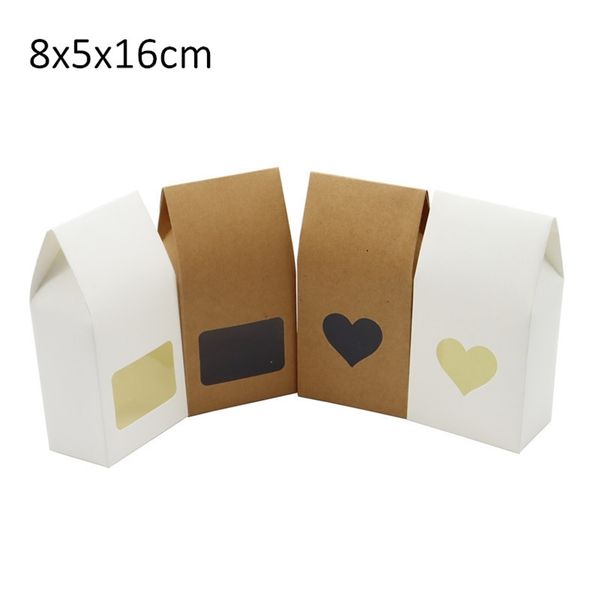 Gift Wrap 50pcs Kraft Paper Gift Bags With Heart Shape Clear PVC Window Wedding Baby Shower Party Chocolate Candy Cake Packaging Boxes 22091