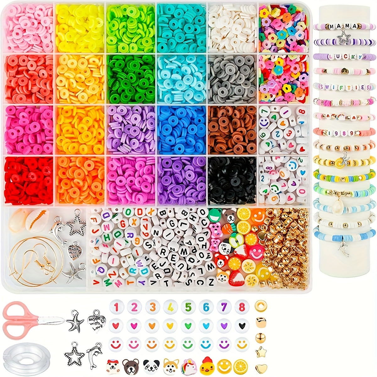 5000 Pcs DIY Bracelet Making Kit for Beginners, Clay Beads & Charms Friendship Jewelry Craft Set, Art Supplies Gift for Kids Teens
