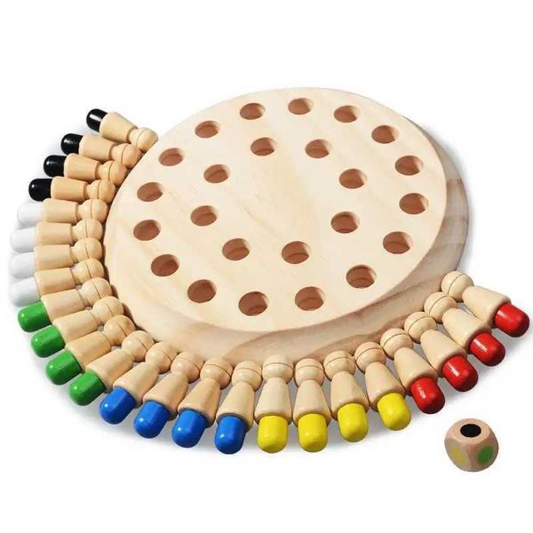 Montessori Wooden Memory Match Stick Chess Board Game Logic Braintease Toys for Boys and Girls Early Education Color Recognition Y240801
