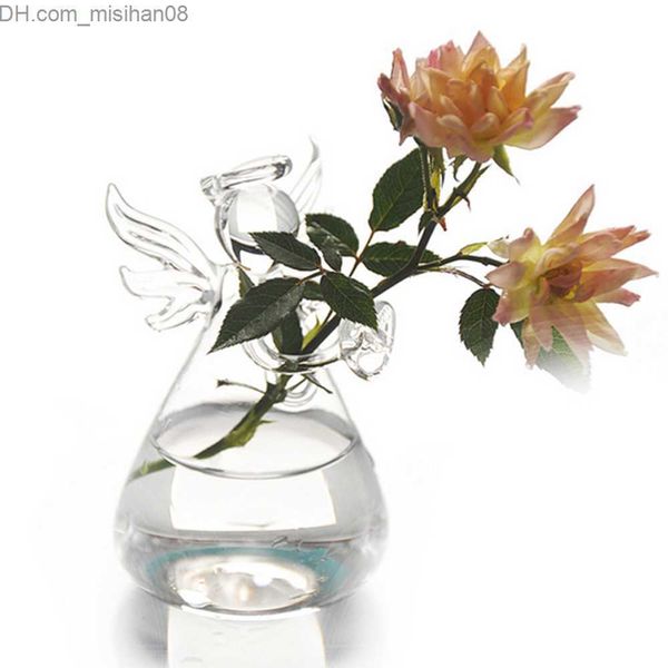 Vases Behogar Angel Style Glass Flower Decoration Vase Vidrio Florero De Vidro Vaso Vetro Vaso Glas Vase Home Desk Table Decoration Z230719