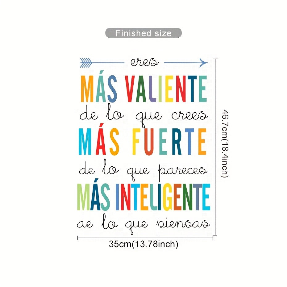 TEMU 1pc Spanish "you Are Than You Believe" Wall Decal Sticker - Bohemian Style Colorful Letter Print, Self-adhesive Vinyl For Glass, Bedroom,