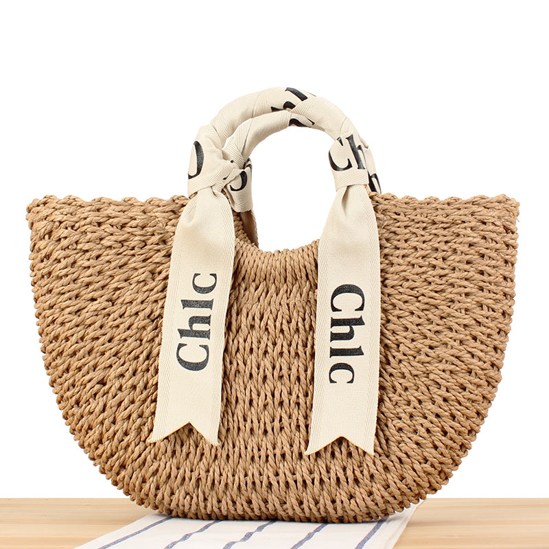 Beach Bag Straw Woven Tote Bag Rattan Designer Bag Handbag Lady Large Capacity Shopping Bag Retro Basket Versatile Commuting Vacation Handmade Wear-