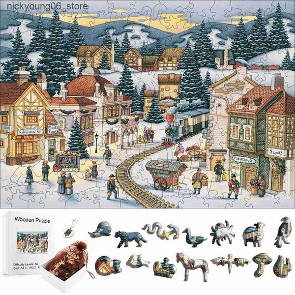 3D Puzzles Diy Montessori Christmas Puzzle Adults 3d Wood Model Kit Children Toys Jigsaw Wooden Puzzle Family Games Brain Trainer Puzzl Toy