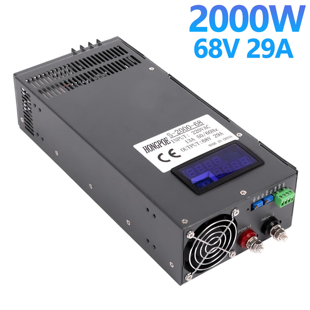68V 29A power supply 0-68V adjustable AC-DC power transformer, 68V DC power converter, suitable for LED light strips, monitors 110VAC 220VAC input