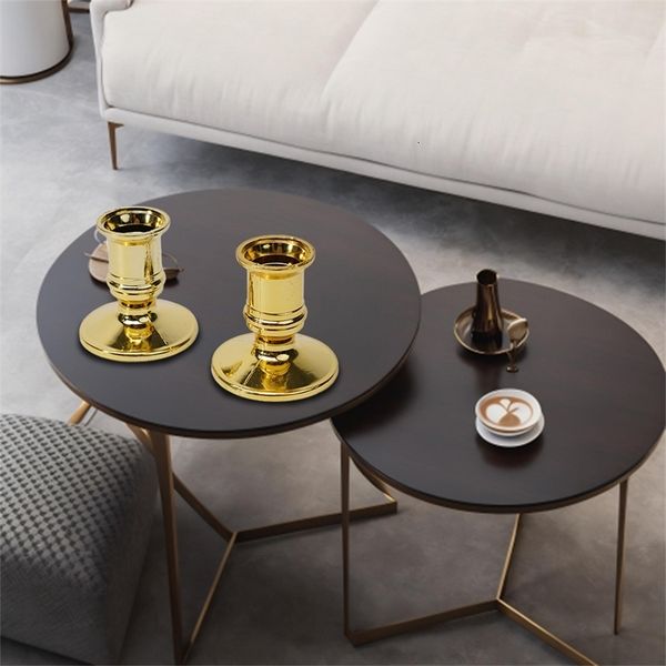 2pcs Taper Candle Holders Candlestick Silver Gold Rod Wax Base Fits Wedding Banquet Art Deco Holder Home Decor 241218