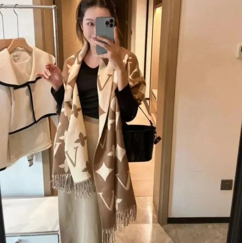 Scarves High Quality Brand New Designer Scarf Cashmere Scarf Designer scarves winter Men Women Winter Wram Pashmina Long Wraps Hijab With Tassel buf