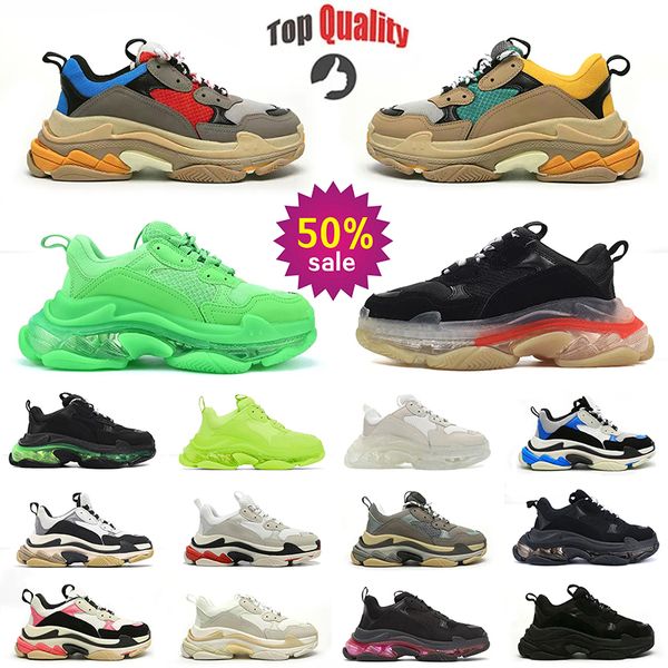Designer de marca de luxo Triple S Men Women Casual Shoes Plataforma tênis Clear Clear Black White Grey Vermelho Pink Rosa Blue Real Real Gr