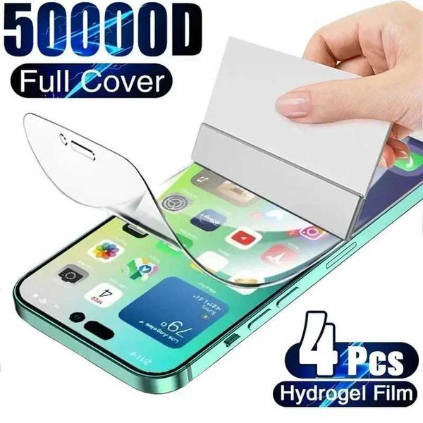 4Pcs Hydrogel Film Full Cover For iPhone 11 12 13 14 15 Pro Max Screen Protector For iPhone 14 15 Plus XS MAX Screen ProtectiveT250115