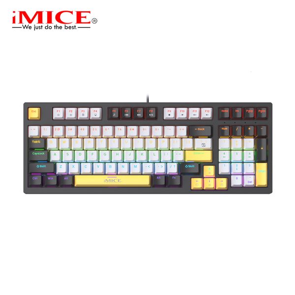 IMICE wired mechanical keyboard with green red tea axis, and black axis available in multiple color combinations