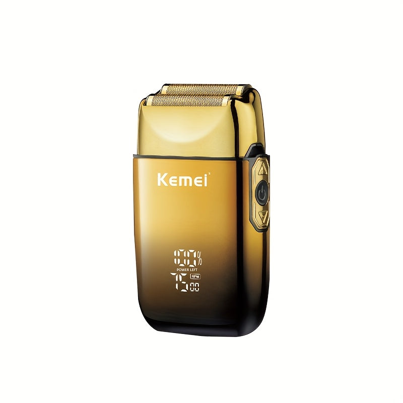 TEMU Kemei Electric Shaver Razor With Gradient , Reciprocating Dual Blades For Effortless Shaving And Whitening, Adjustable , Led Display, Usb Fast