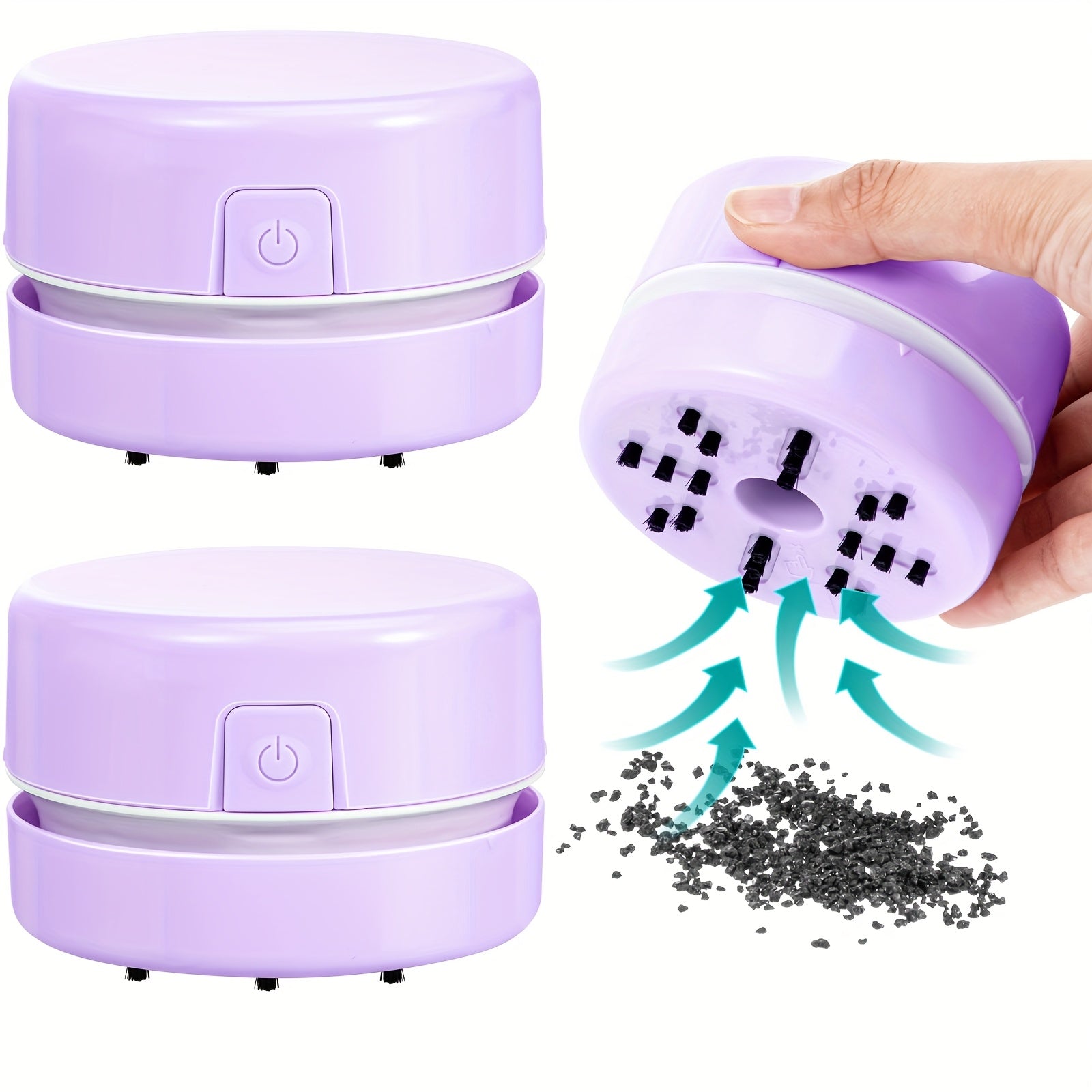 TEMU 2pcs Diamond Painting Tool Drill Picker With Suction & Spinning Mechanism, Light Purple Mini Desktop Sweeper With Ergonomic Grip & Operation For