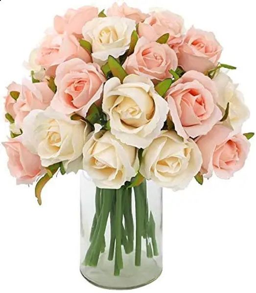 24 Heads Artificial Rose Flowers Bouquet Silk Flower Pink red for Home Bridal Wedding Baby Shower Party Festival Decoration 241230