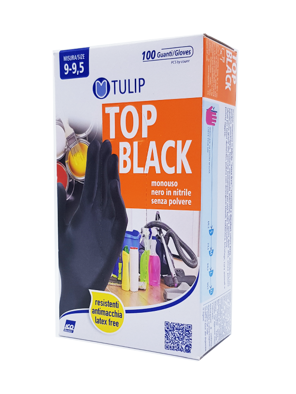 Tulip Gants jetables en nitrile noir - Taille XL, 100 paires