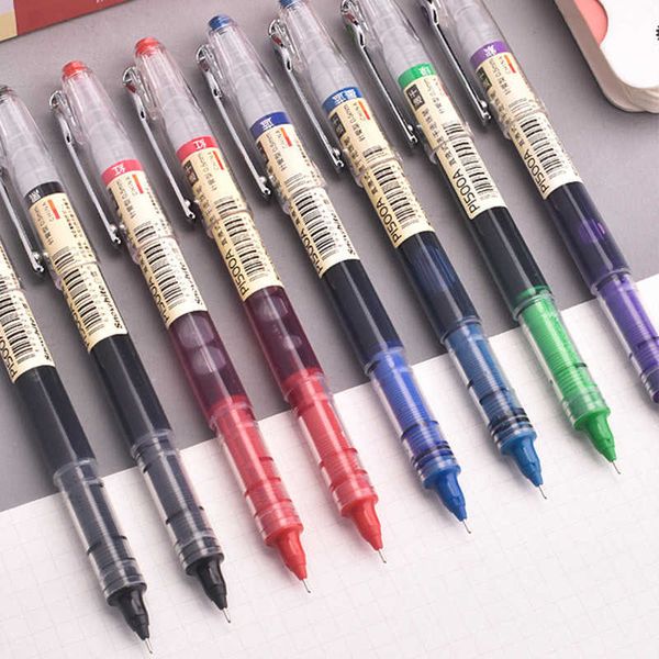 Gel Pens 67pcsset 05mm Roller Pen BlackRedblue Color ink Straight Liquid Rollerball Gel Pen for School Office Stationery Kawaii J230306
