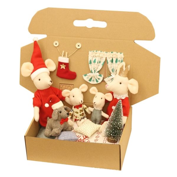 Christmas Decorations Christmas Gift mouse family dollhouse cute stuffed animal dolls Stuffed Animal Cartoon Kids Toys family dollhouse 2209