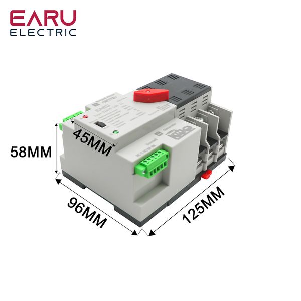 2-3-4P 100A 110V-220V Mini ATS Automatic Transfer Switch Electrical Selector Switches Dual Power Switch PV Solar Energy Din Rail