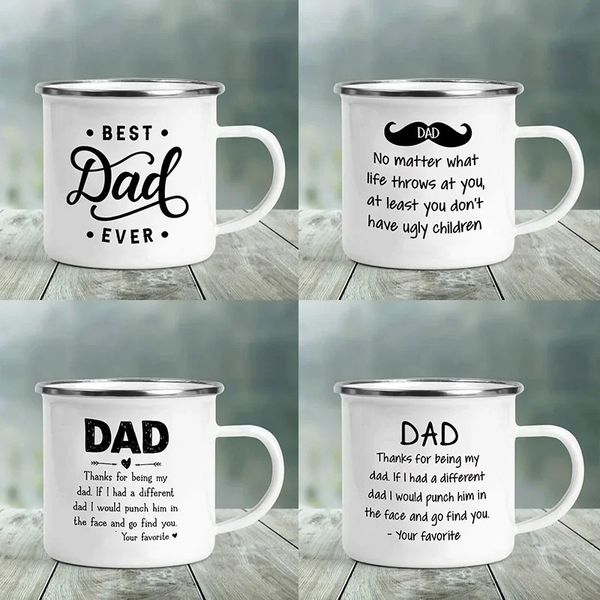Dad Print Funny Enamel Creative Coffee Cups Camping Mugs Handle Drinkware Vacation Mug The Fathers Day Gifts for Men 241015