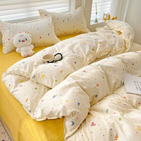 Cute Cartoon Bedding Set No Filler Twin Full Size Duvet Cover Flat Sheet case Girls Boys Soft Thin Polyester Bed LinenC241207