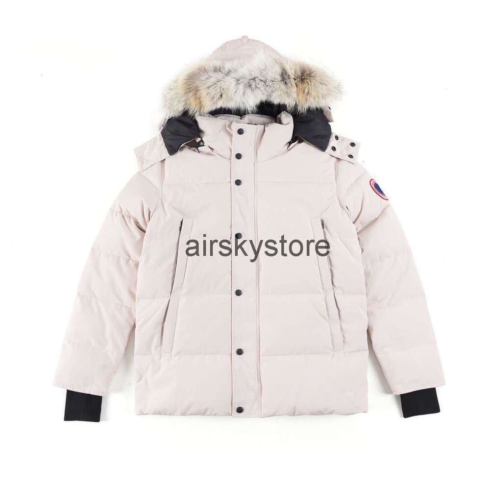 High Quality Mens Down Jacket Goose Coat Real Big Wolf Fur Canadian Wyndham Overcoat Clothing Fashion Style Winter Outerwear Parka