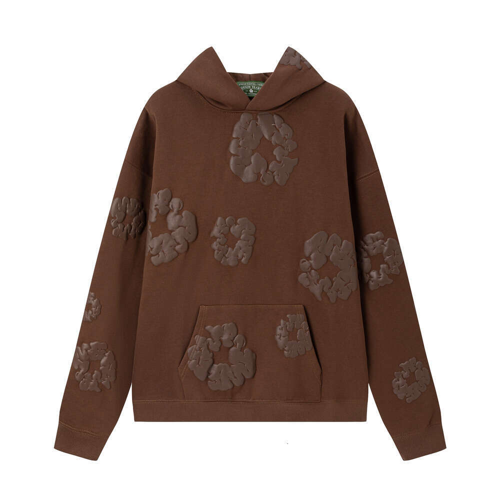 Denims Hoodie Designer Man Crewneck Sweatshirt Uniex Y2k Streetwear Cotton Wreath Pattern Tracksuit Hip Hop Tearhoodies Kapok Printing Demin Ters Ho