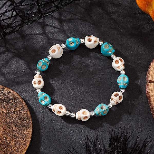 Gefärbte synthetische türkisfarbene Perlen-Stretcharmbänder für Damen