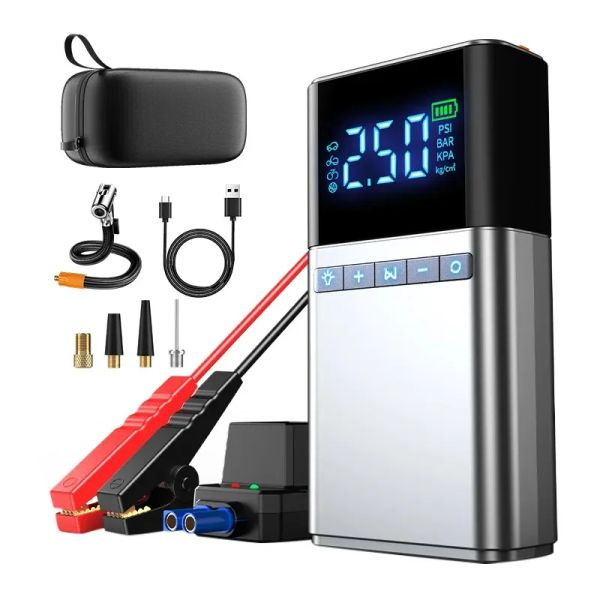Car Jump Starter Air Pump Multifunction Power Bank Lighting Air Compressor Portable Automotive Tyre Inflator Cars Starters