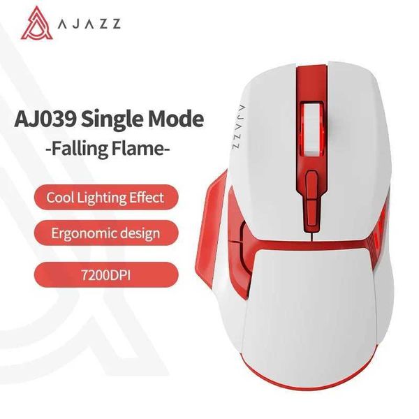 Ajazz Aj039 Rgb Mouse Tri-Mode Usb 2.4G Wired Wireless Mouse Gaming 7200Dpi Ergonic Gamer M for Pc Laptop DesktopT250114