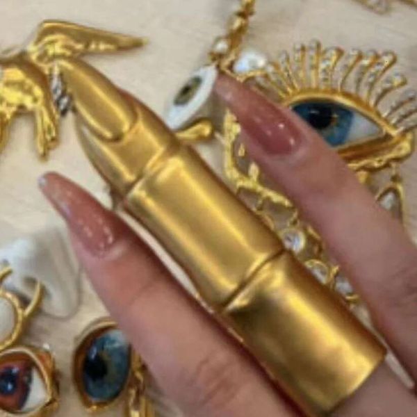 Three Joint Sections Movable Rings Ladies Vintage Red Nail Ring Jewelry Accessories Wearable nail