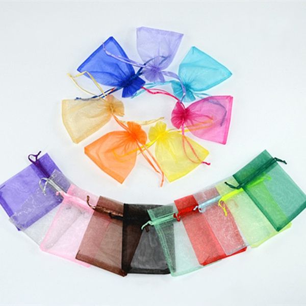 100pcs-lot 9x12cm Organza Bags Drawstring Jewelry Gift Wrap Packaging Bag Candy Wedding Birthday Present Pouches Sweets Pouches
