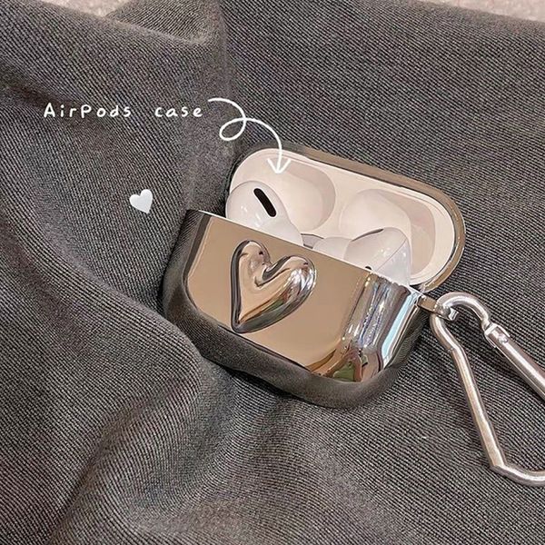 Ins electroplating three-dimensional heart suitable for AirPods 1-2 generation protective case, Apple Pro-3 wireless Bluetooth headphone cov