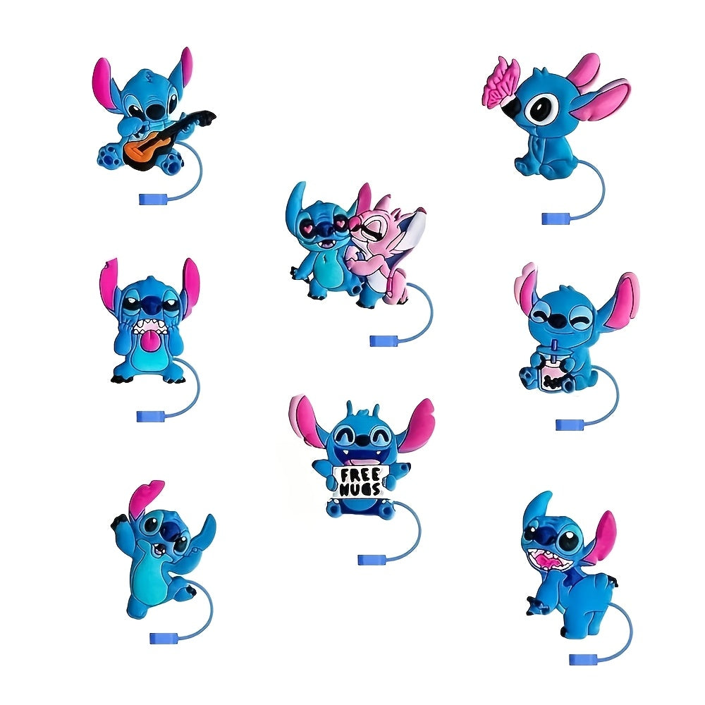 TEMU 8-16pcs Cute Stitch Straw Lids Fits Tumbler Cup 30 & 40 Oz, Glassware Accessory, Reusable Straw Head Protective Cover For 10mm-0. 4 Inches