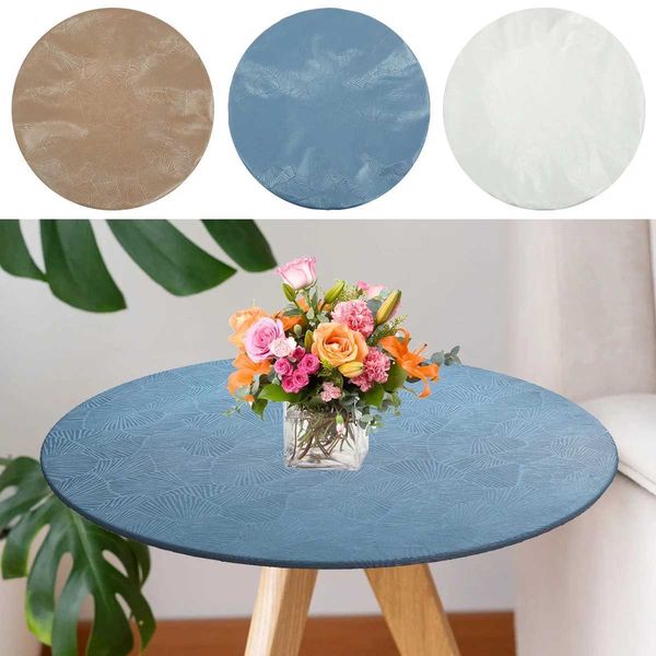 New Round Tablecloth Waterproof Stain Resistant Round Table Cover Anti-slip Table Cover with Elastic Edge Decorative TableT250115