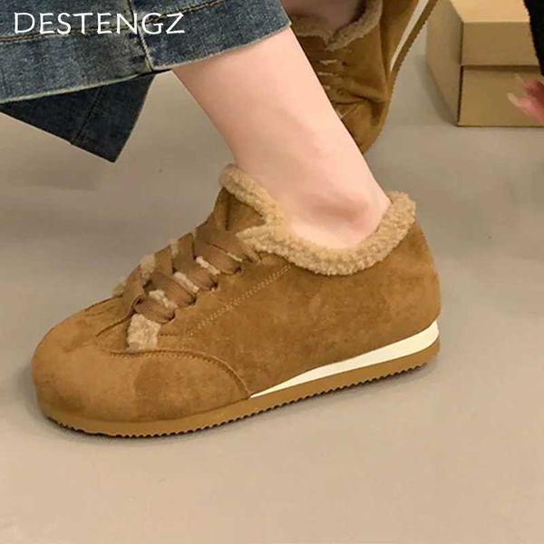 Pur Wen Ankle Boots Flats Suade Shoes Sapatos Wan 2025 Trend Inverno Novo moda Casual Casual Coscal