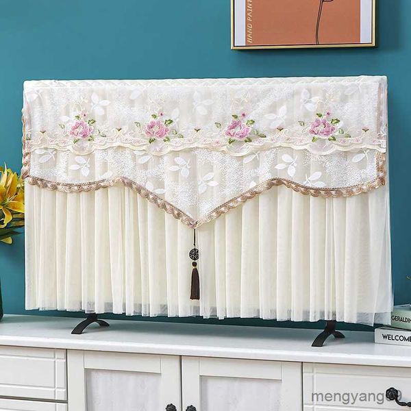 Dust Cover New No-Pick TV Dust Cover Embroidery Desktop Hanging Protective Case Monitor Screen Decoration Covers Household Home Garden R2308