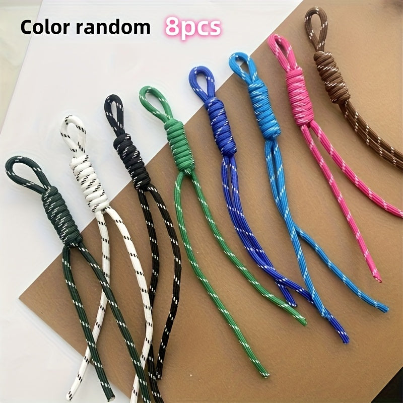 TEMU 8pcs Handmade Women's Keychain-diy Craft Kit - Colorful Trendy Nylon Rope Bag Charm, Knotted Accessory For Phone Straps And Bags