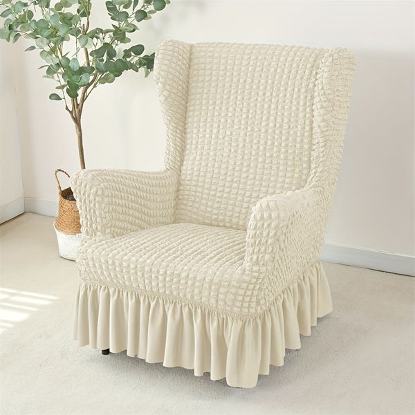 Elegant Wingback Armchair Slipcovers Stretch Polyester and Spandex Blend hine Washable Elastic-Band Closure Non-Slip Throw Design ph684 C4
