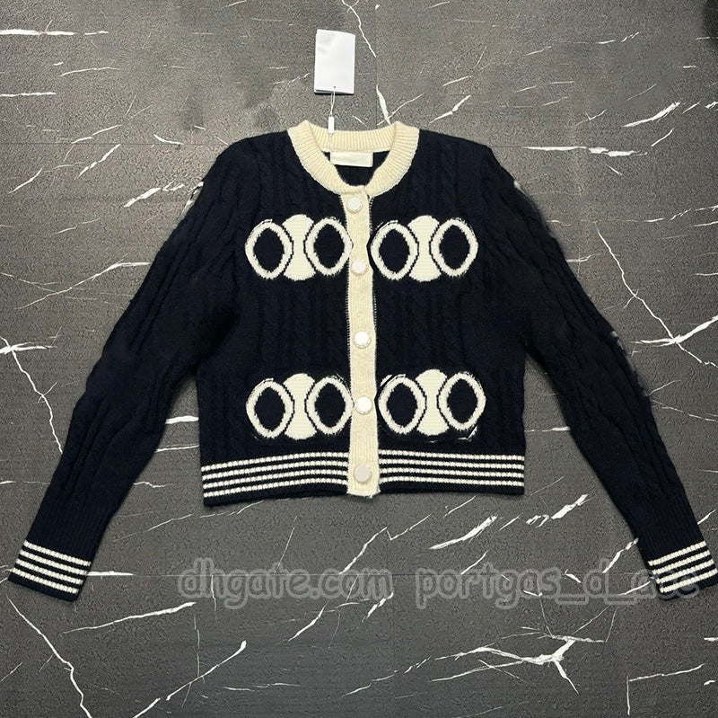 Luxury Women Zipper Sweater Cardigan Designer Contrast Color Long Sleeve Knitted Jacket Autumn Spring Street Style Cardigans Outerwear