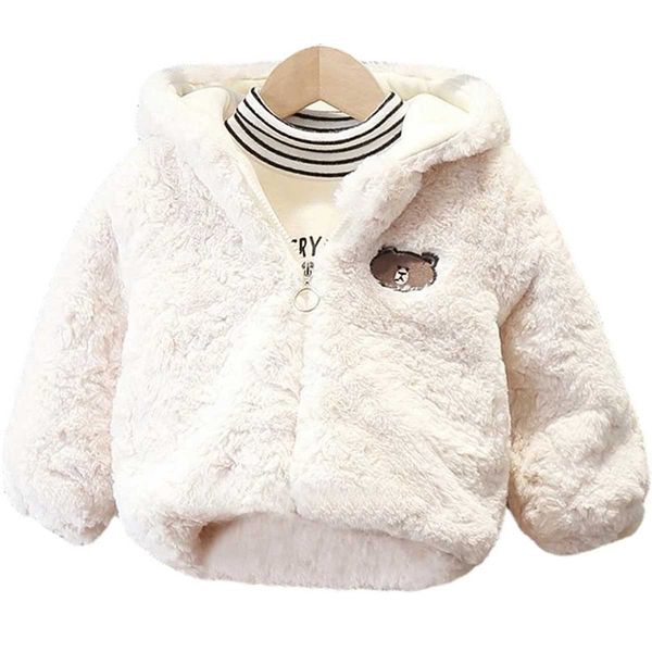 Tench coats Winter Baby Girls Boys Warm Jacket Cartoon Bear Hooded Outerwear Children Thick Fleece Coat Kids Cashmere Jackets Winter Coat H2