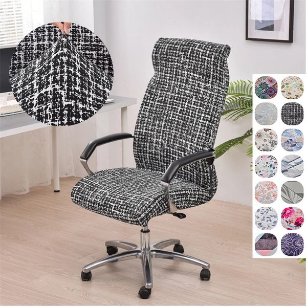 Geometric Office Computer Chair Cover Floral Printed Office Chair Slipcover with Zipper Non-Slip Rotating Gaming Seat Protector 240304