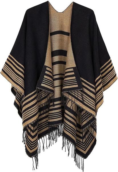 Shawl Wraps Open Front Poncho Cape Oversized Sweaters Casual Cardigan Shawls for Fall Winter Bandanas Scarf Women 241212