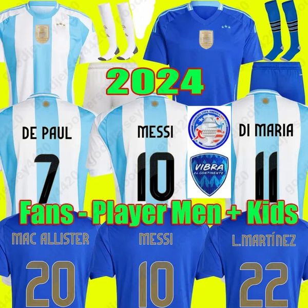 2024 Copa America Argentina Soccer Jerseys MESSIS GARNACHO DE PAUL aRgENTIna National Team MARTINEZ KUN AGUERO Maradona Football Shirts 24 2