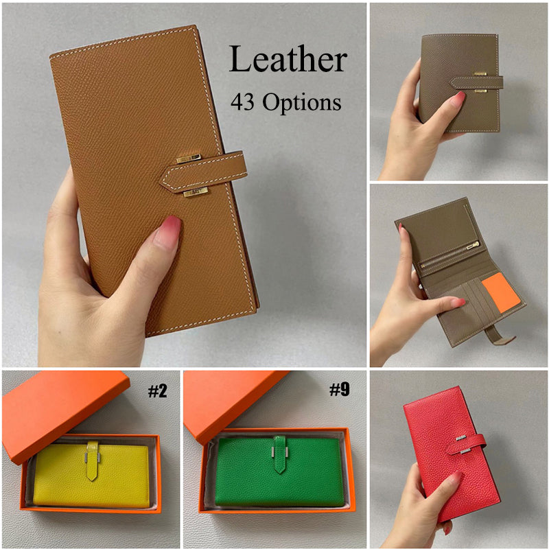 43 options Premium Leather Fashion Women&#039;s Wallets Metal Logo Card Holders Bag Pouch with Box Gift for Women or Men