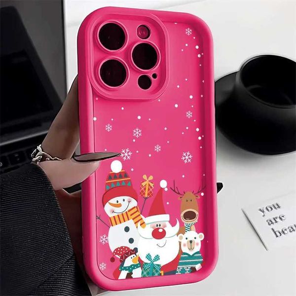 Christmas Soft Case for iPhone 11 Case Funda iPhone 12 13 14 15 16 Pro Max 7 8 Plus XR X XS SE 2020 2022 Candy Color Phone Cover Y241031